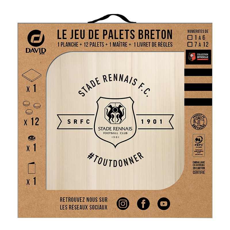 Jeu de palets breton - Kit Planche en bois Breizh + 12 palets en fonte +  maître