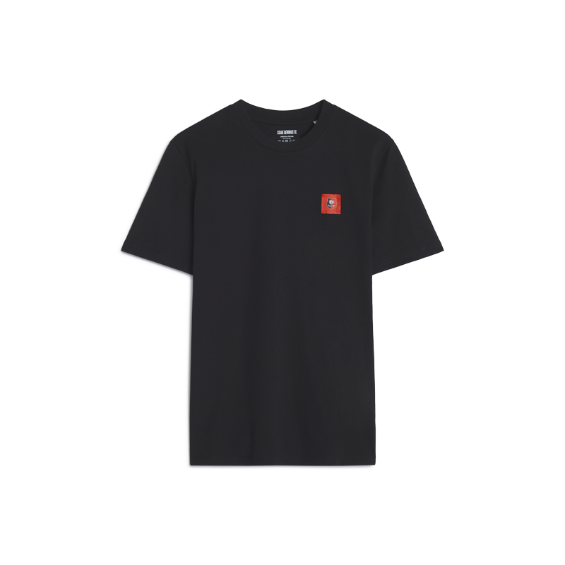 T-SHIRT NOIR CARRÉ ROUGE ADULTE