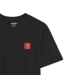 T-SHIRT NOIR CARRÉ ROUGE ADULTE
