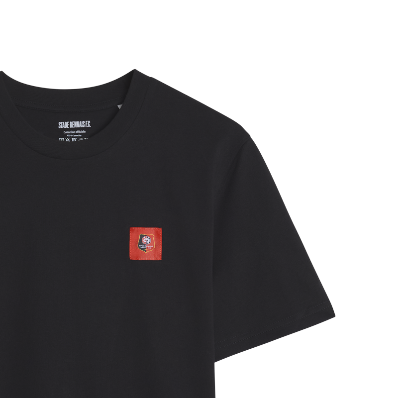 T-SHIRT NOIR CARRÉ ROUGE ADULTE