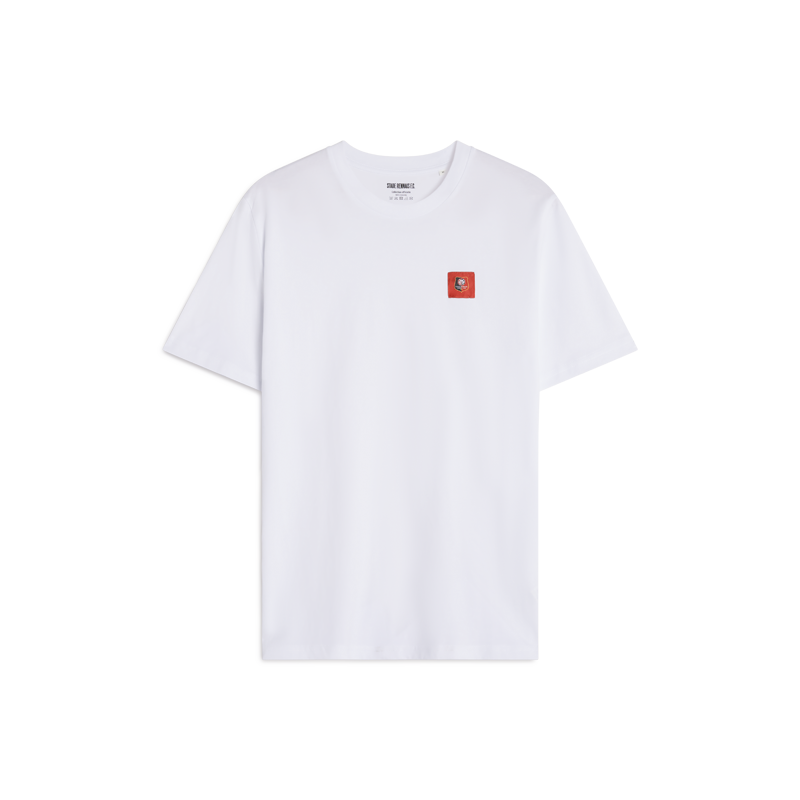 T-SHIRT BLANC CARRÉ ROUGE ADULTE